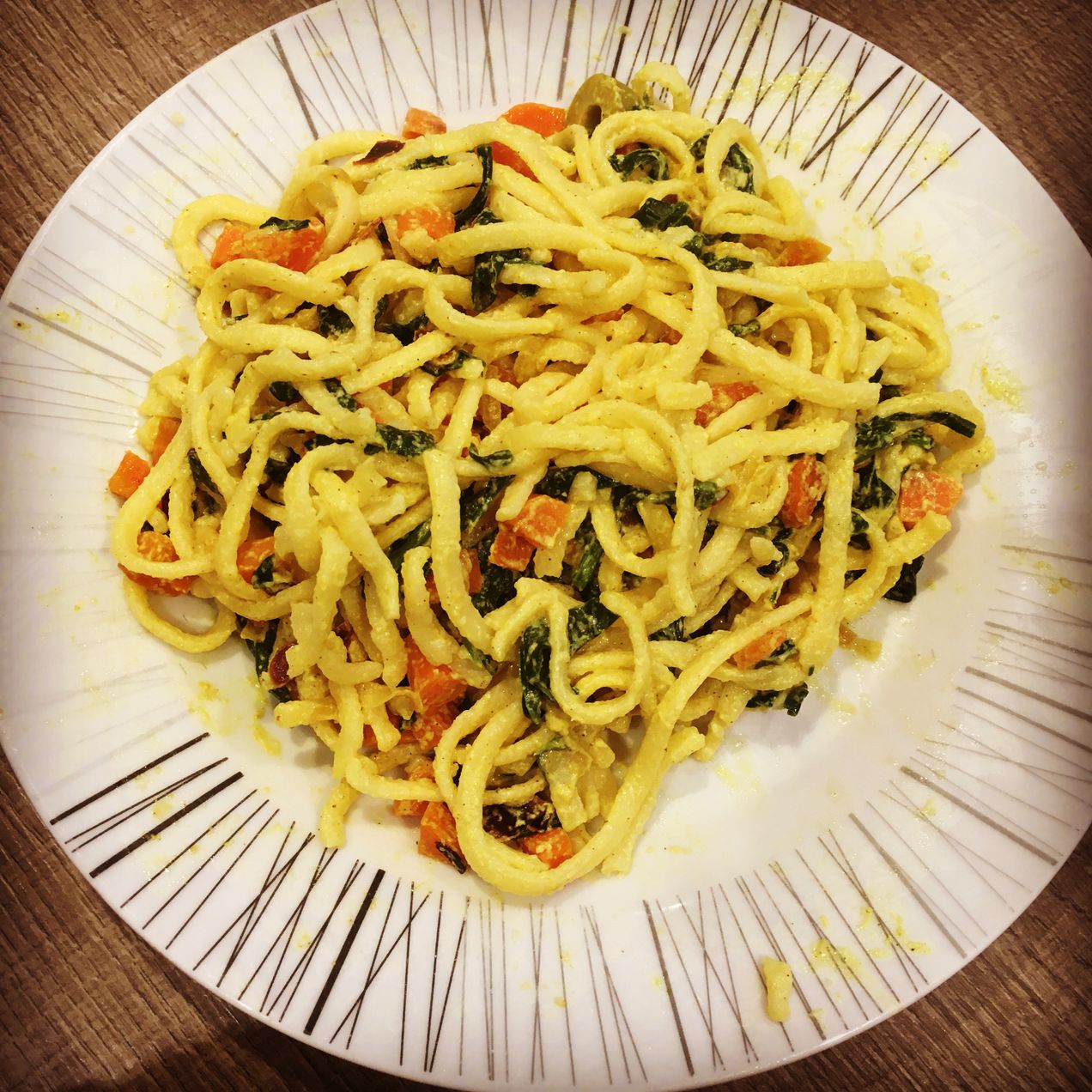 Pâtes aux épinards et à la courge